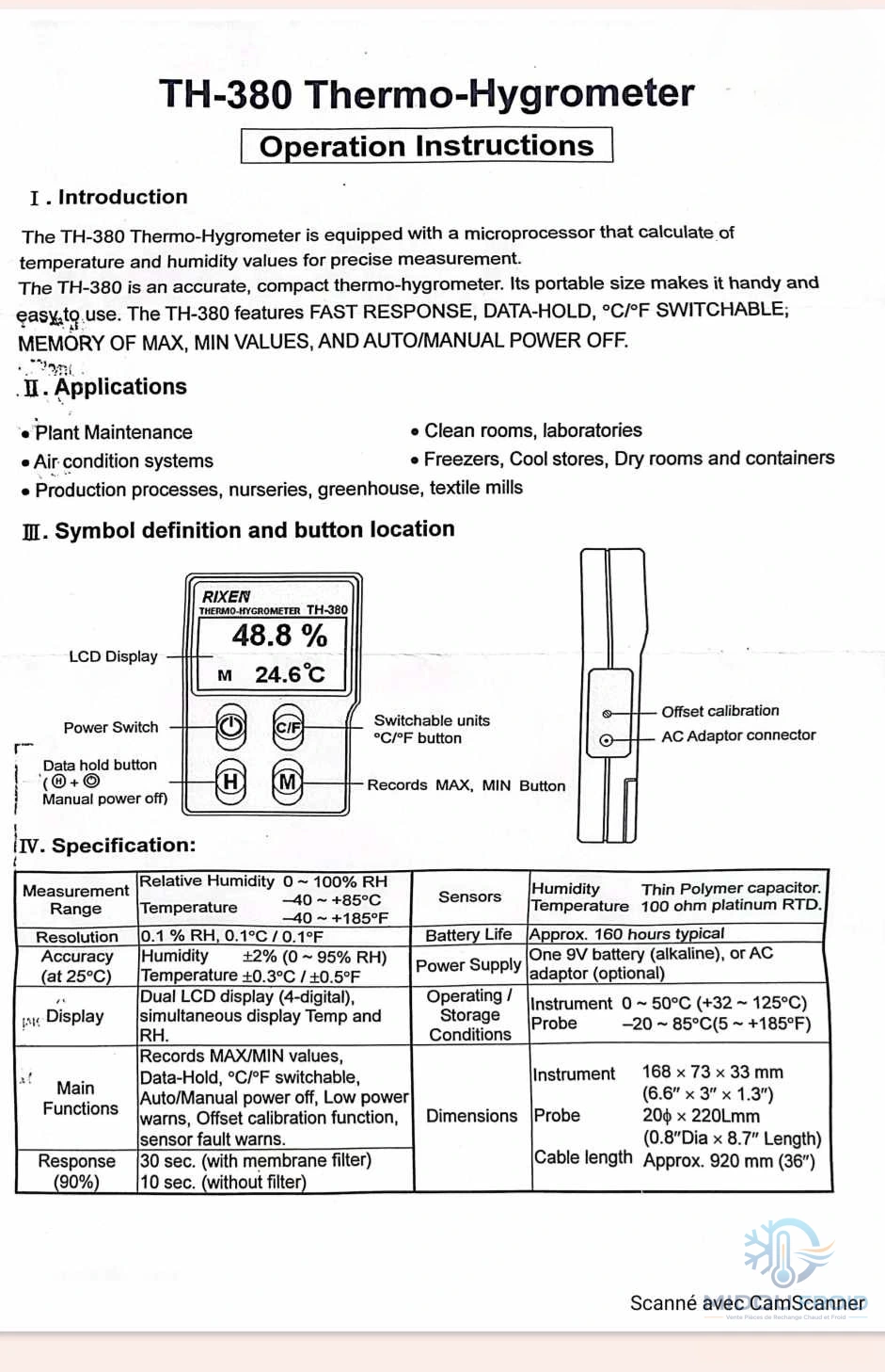 REFCO DIGITAL THERMO HYGROMETRE — 3