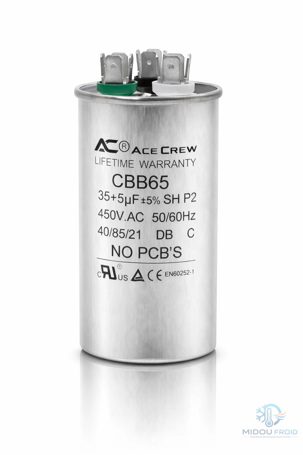 CONDENSATEUR CLIM 35UF+5UF –450VAC