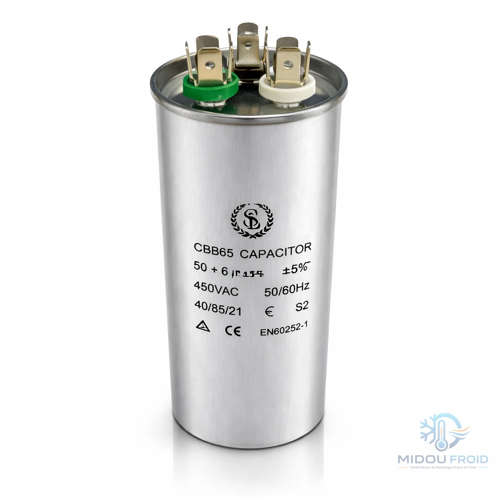 CONDENSATEUR CLIM 50UF+ 6UF -450VAC