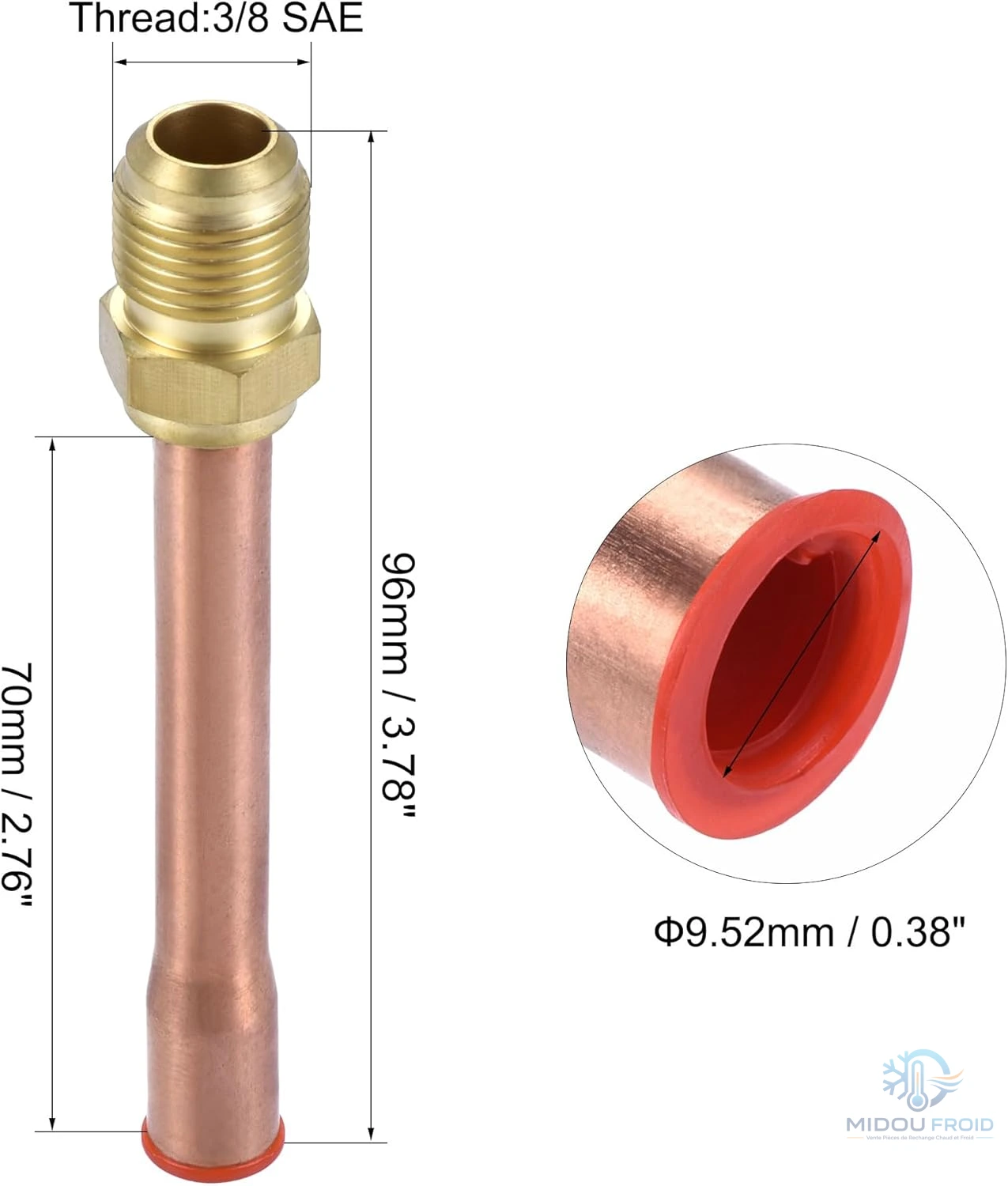 MAMELON ASOUDI CLIM 3/8 +TUBE CUIVRE — 2